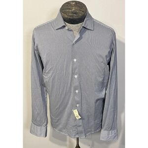 Sonrisa Shirt Mens 44 17.5 Blue White Cotton Long Sleeve Dress Made‎ In Italy